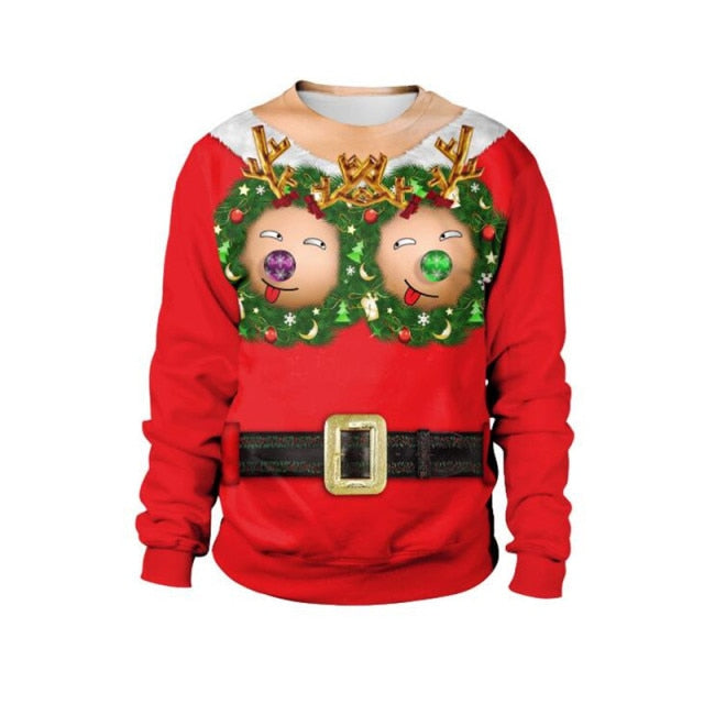 Men Women Ugly Christmas Sweater Pullover Crew Neck