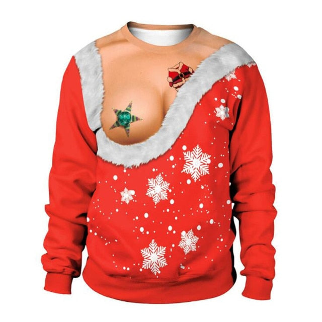 Men Women Ugly Christmas Sweater Pullover Crew Neck