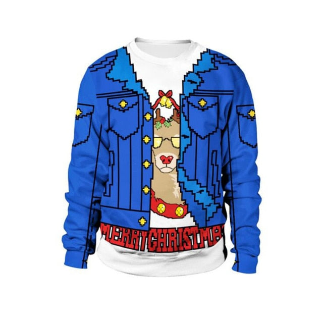 Men Women Ugly Christmas Sweater Pullover Crew Neck