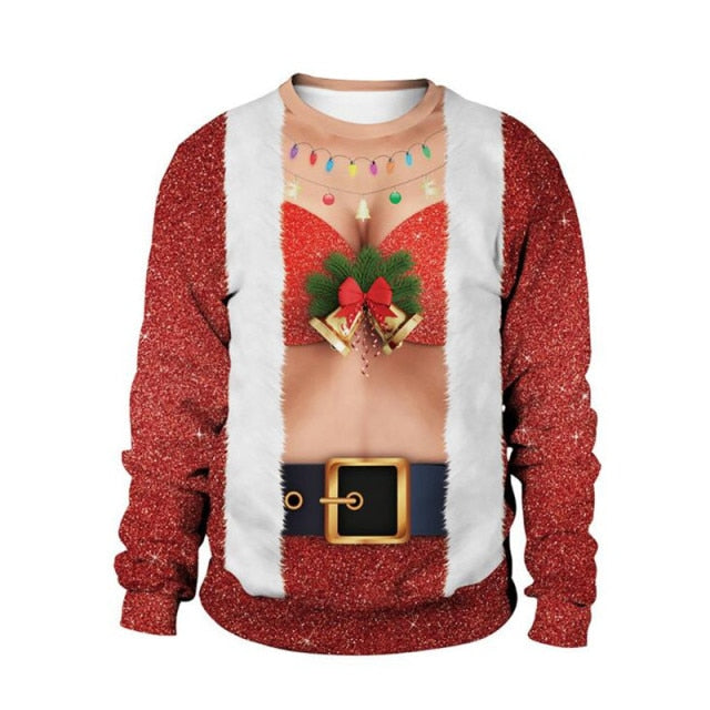 Men Women Ugly Christmas Sweater Pullover Crew Neck