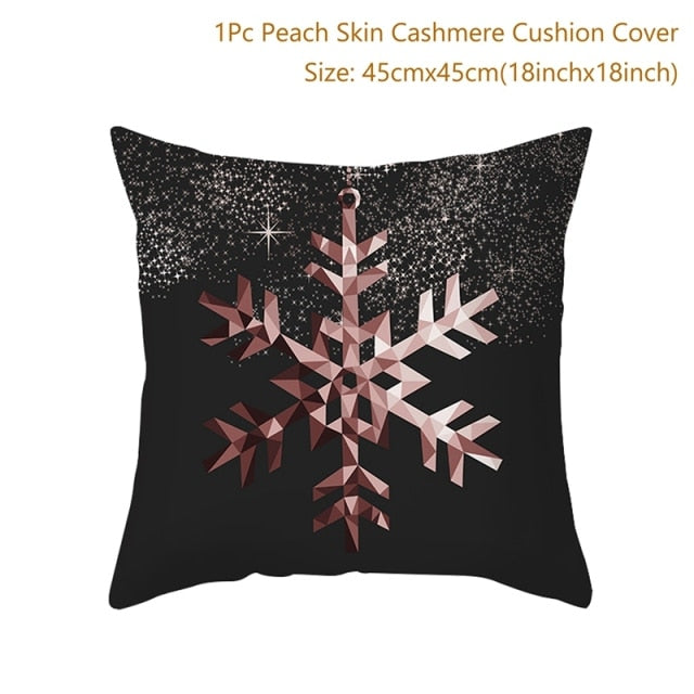 45cm Christmas Black Gold Cushion Cover Merry Christmas Decorations for Home Cristmas Ornaments Natal Navidad Gift New Year 2021