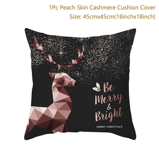 45cm Christmas Black Gold Cushion Cover Merry Christmas Decorations for Home Cristmas Ornaments Natal Navidad Gift New Year 2021