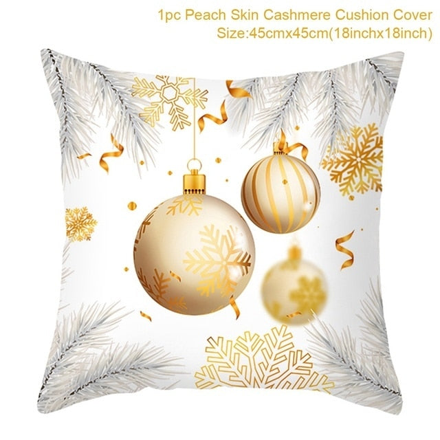 45cm Christmas Black Gold Cushion Cover Merry Christmas Decorations for Home Cristmas Ornaments Natal Navidad Gift New Year 2021