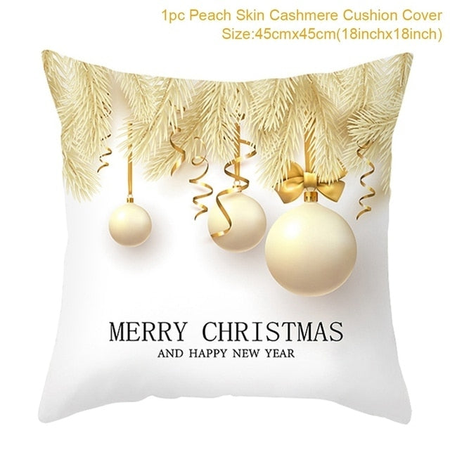 45cm Christmas Black Gold Cushion Cover Merry Christmas Decorations for Home Cristmas Ornaments Natal Navidad Gift New Year 2021