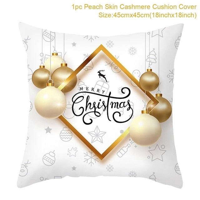 45cm Christmas Black Gold Cushion Cover Merry Christmas Decorations for Home Cristmas Ornaments Natal Navidad Gift New Year 2021