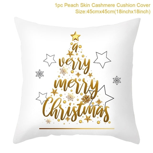 45cm Christmas Black Gold Cushion Cover Merry Christmas Decorations for Home Cristmas Ornaments Natal Navidad Gift New Year 2021