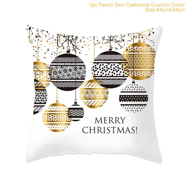 45cm Christmas Black Gold Cushion Cover Merry Christmas Decorations for Home Cristmas Ornaments Natal Navidad Gift New Year 2021