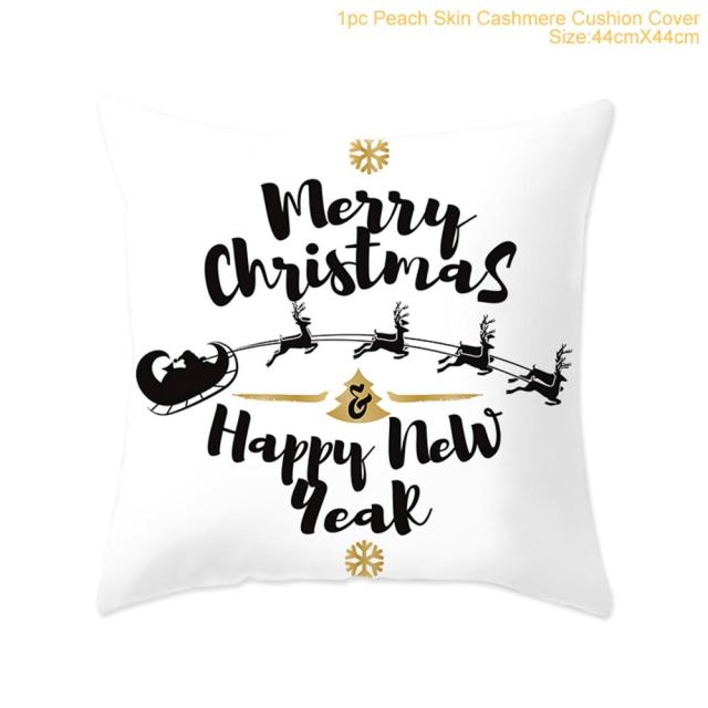 45cm Christmas Black Gold Cushion Cover Merry Christmas Decorations for Home Cristmas Ornaments Natal Navidad Gift New Year 2021