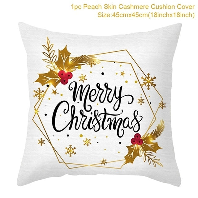 45cm Christmas Black Gold Cushion Cover Merry Christmas Decorations for Home Cristmas Ornaments Natal Navidad Gift New Year 2021