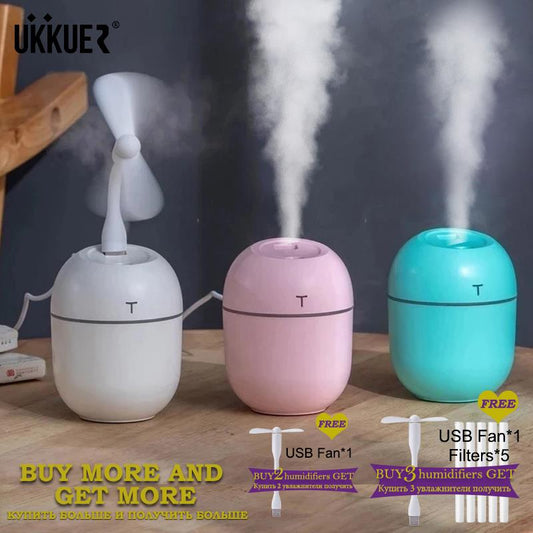 Mini Air Humidifier Ultrasonic 200ML LED Lamp USB Essential Oil Diffuser With Romantic Light