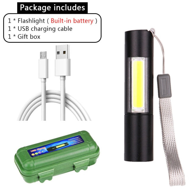 Rechargeable Led Flashlight Super Bright Mini Work Light 3 Modes Waterproof Portable