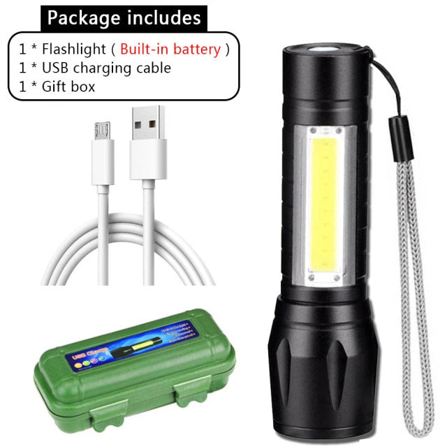 Rechargeable Led Flashlight Super Bright Mini Work Light 3 Modes Waterproof Portable