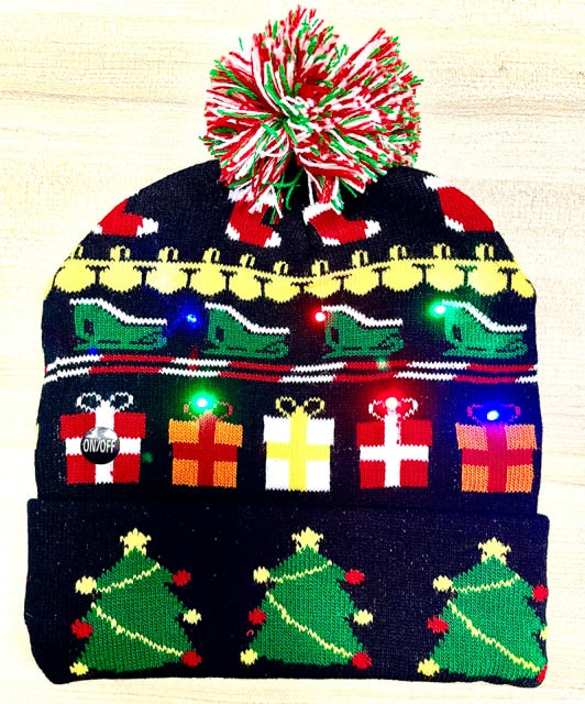 Light up Knit Beanie Cap For Christmass / New Years