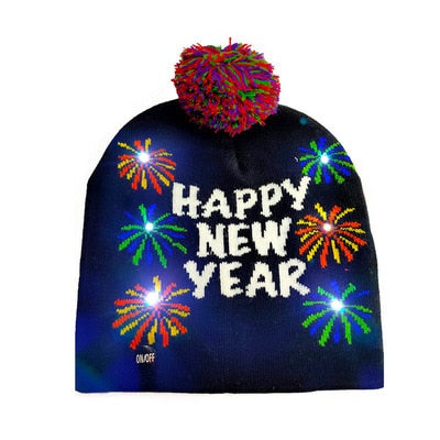 Light up Knit Beanie Cap For Christmass / New Years