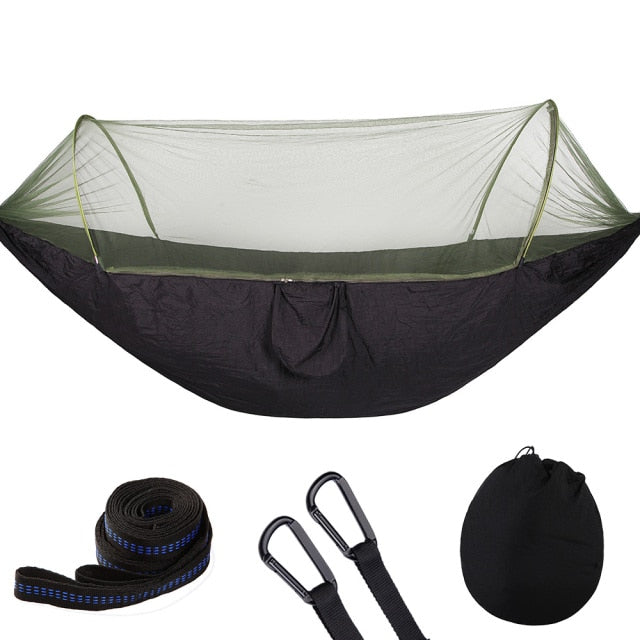 2021 Camping Hammock with Mosquito Net Pop-Up Light Portable Outdoor Parachute