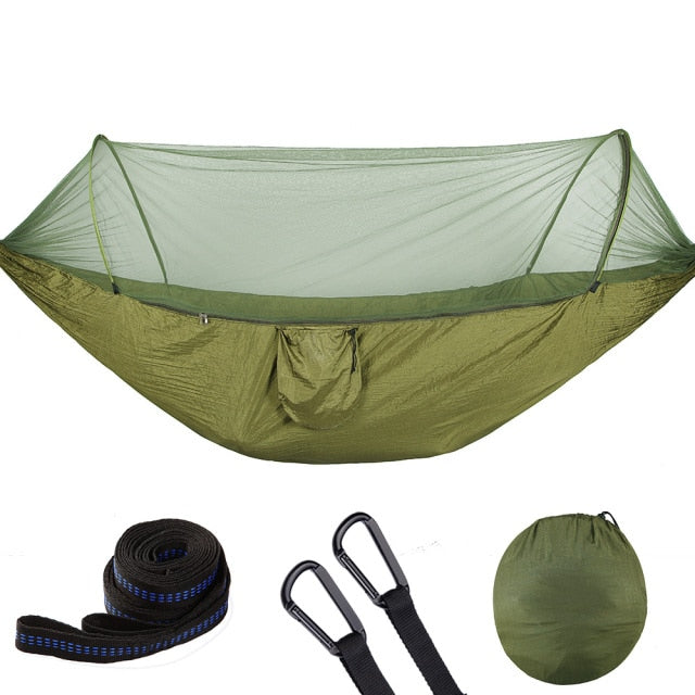 2021 Camping Hammock with Mosquito Net Pop-Up Light Portable Outdoor Parachute