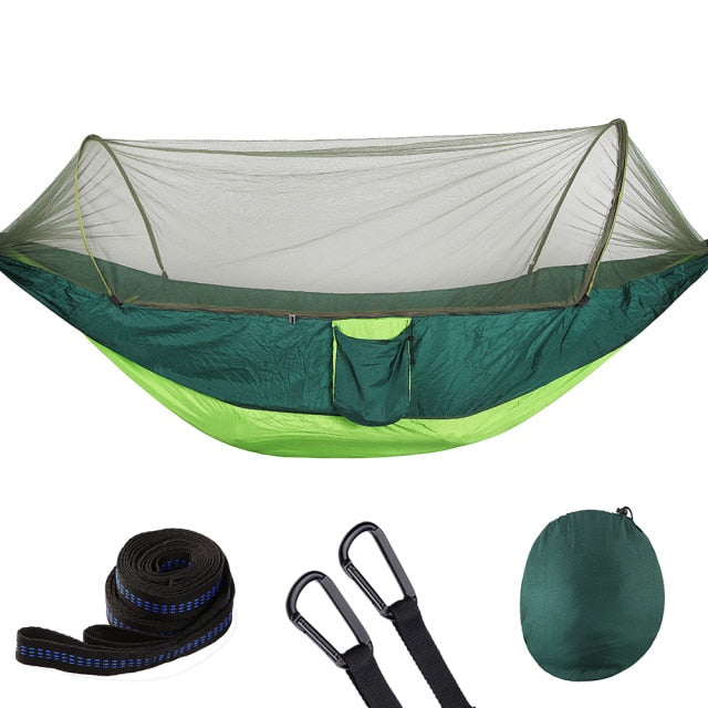 2021 Camping Hammock with Mosquito Net Pop-Up Light Portable Outdoor Parachute