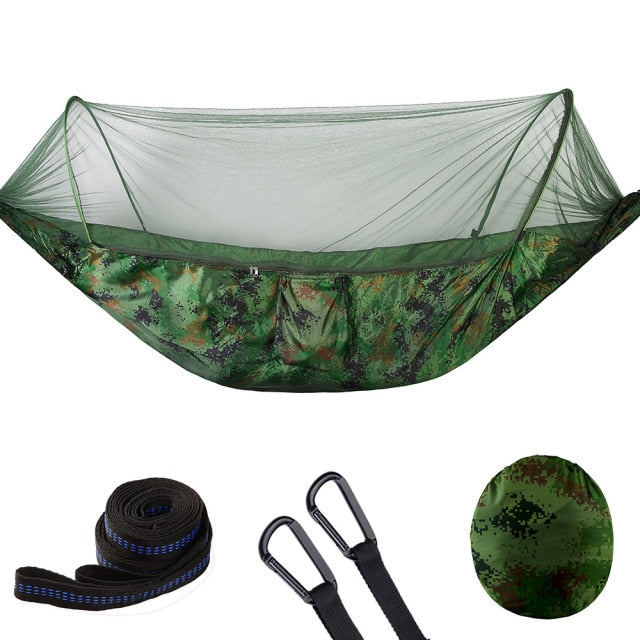 2021 Camping Hammock with Mosquito Net Pop-Up Light Portable Outdoor Parachute