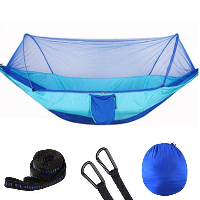 2021 Camping Hammock with Mosquito Net Pop-Up Light Portable Outdoor Parachute