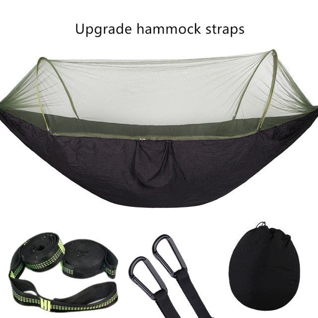 2021 Camping Hammock with Mosquito Net Pop-Up Light Portable Outdoor Parachute