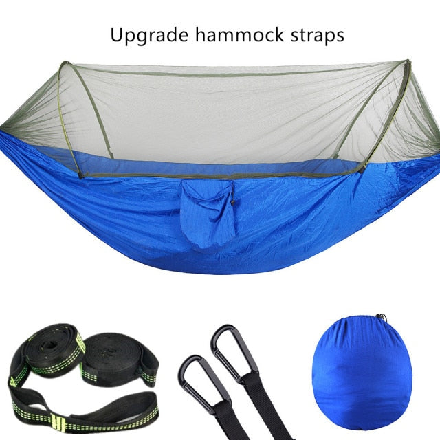 2021 Camping Hammock with Mosquito Net Pop-Up Light Portable Outdoor Parachute