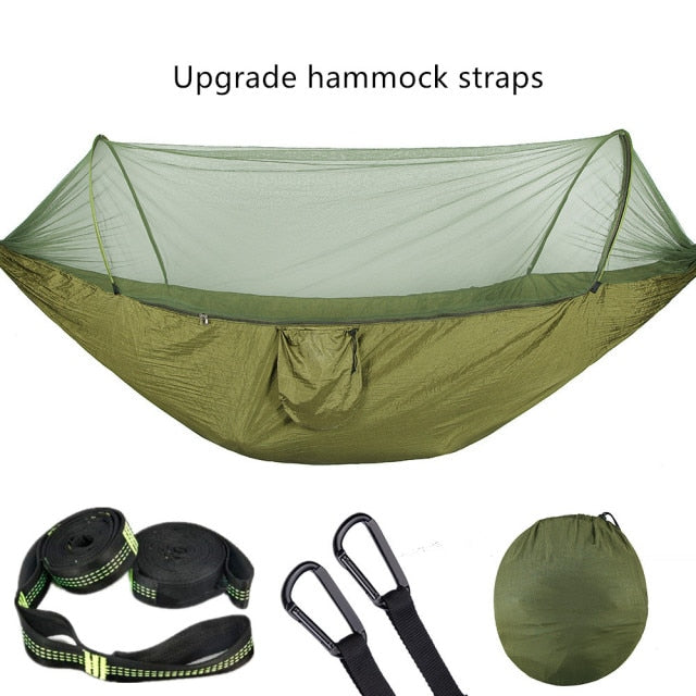 2021 Camping Hammock with Mosquito Net Pop-Up Light Portable Outdoor Parachute