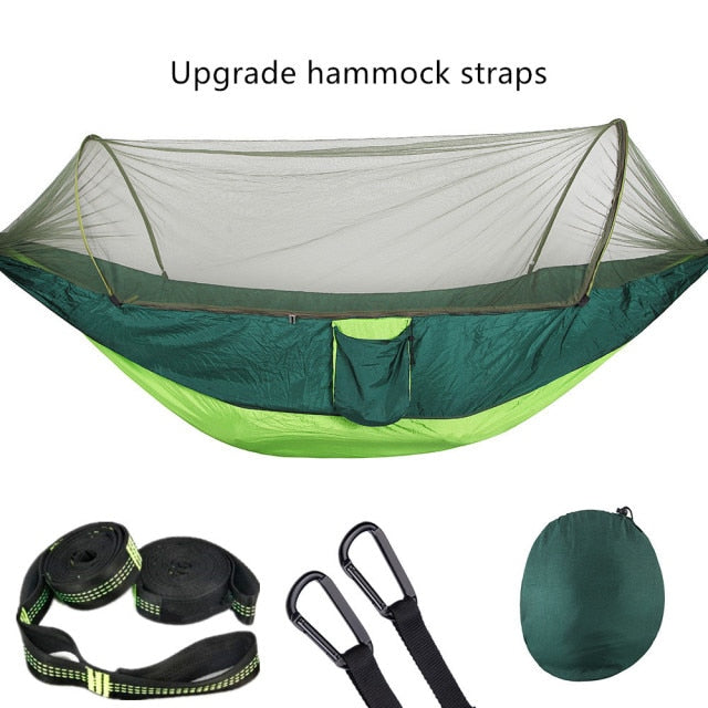 2021 Camping Hammock with Mosquito Net Pop-Up Light Portable Outdoor Parachute