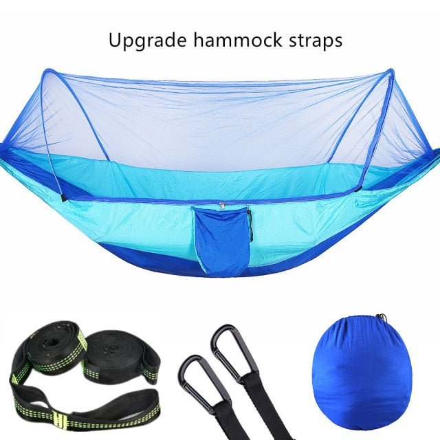 2021 Camping Hammock with Mosquito Net Pop-Up Light Portable Outdoor Parachute