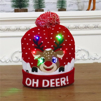 Light up Knit Beanie Cap For Christmass / New Years