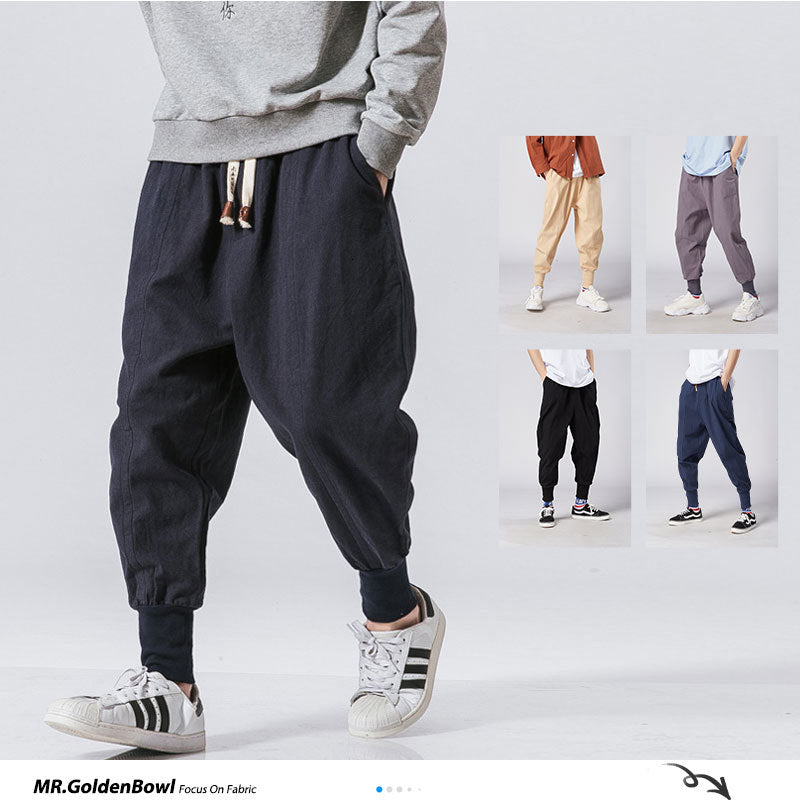 MrGB 2021 Cotton Linen Jogger Pants Men Streetwear Casual Harem Pants Male Trouser Solid Color  Pants Oversized Men's  Clothing