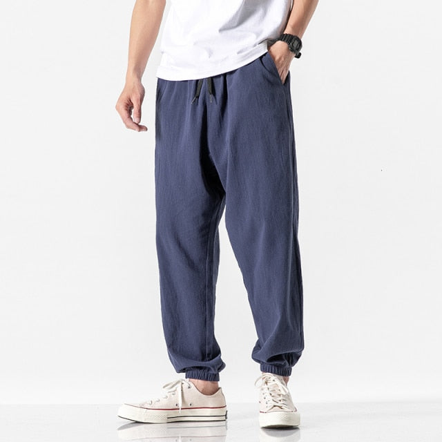 MrGB 2021 Cotton Linen Jogger Pants Men Streetwear Casual Harem Pants Male Trouser Solid Color  Pants Oversized Men's  Clothing