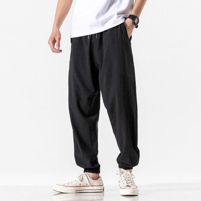 MrGB 2021 Cotton Linen Jogger Pants Men Streetwear Casual Harem Pants Male Trouser Solid Color  Pants Oversized Men's  Clothing