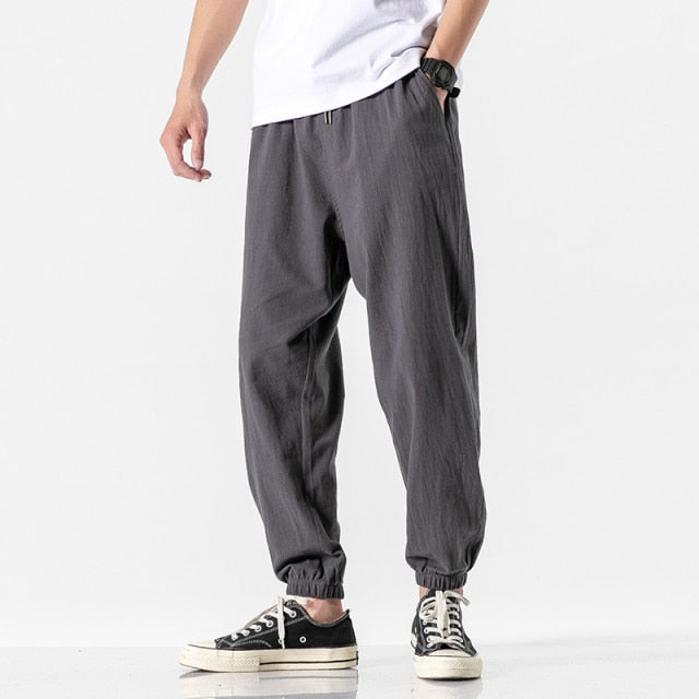 MrGB 2021 Cotton Linen Jogger Pants Men Streetwear Casual Harem Pants Male Trouser Solid Color  Pants Oversized Men's  Clothing