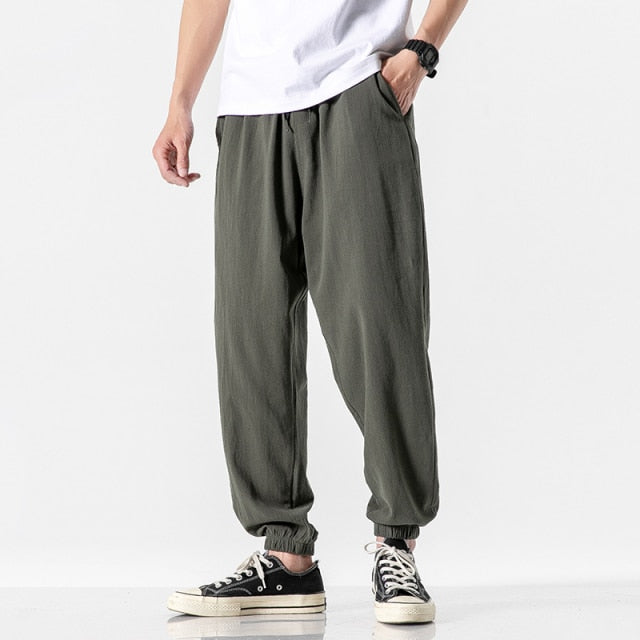 MrGB 2021 Cotton Linen Jogger Pants Men Streetwear Casual Harem Pants Male Trouser Solid Color  Pants Oversized Men's  Clothing