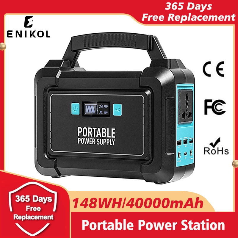 Portable Power Station Outdoor 148WH/40000mAh Solar Generator Battery Pack Charger Emergency Camping Power Bank Supply 110V/220V