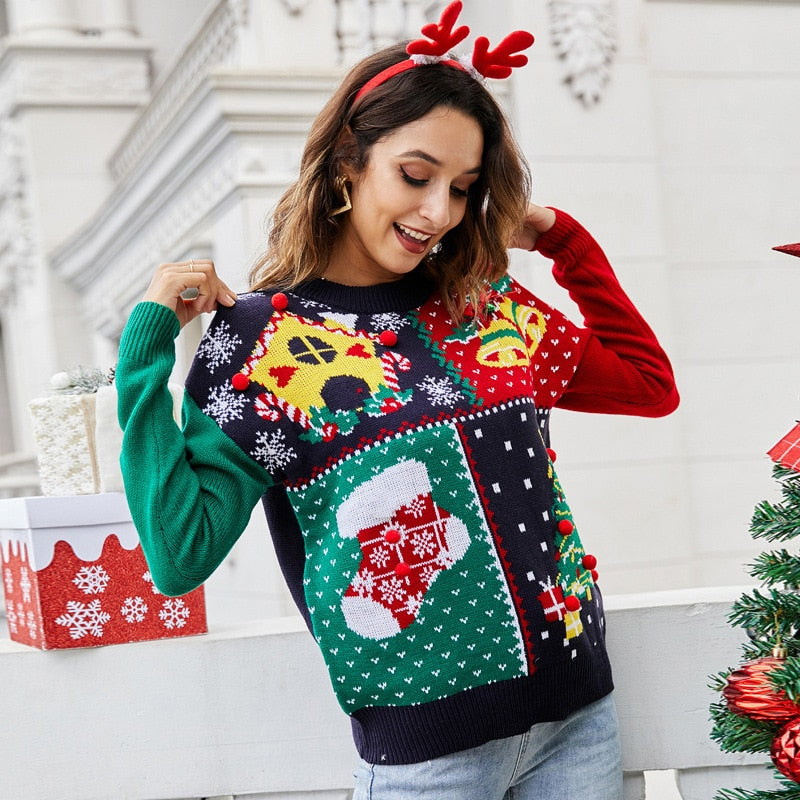 Christmas Sweater Knitted Long Sleeve Pullover