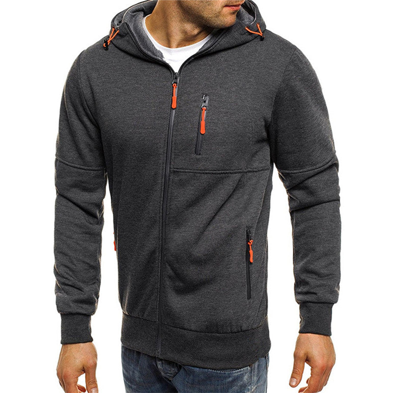 Covrlge Spring Men's Hooded Casual Zipper Sweatshirts