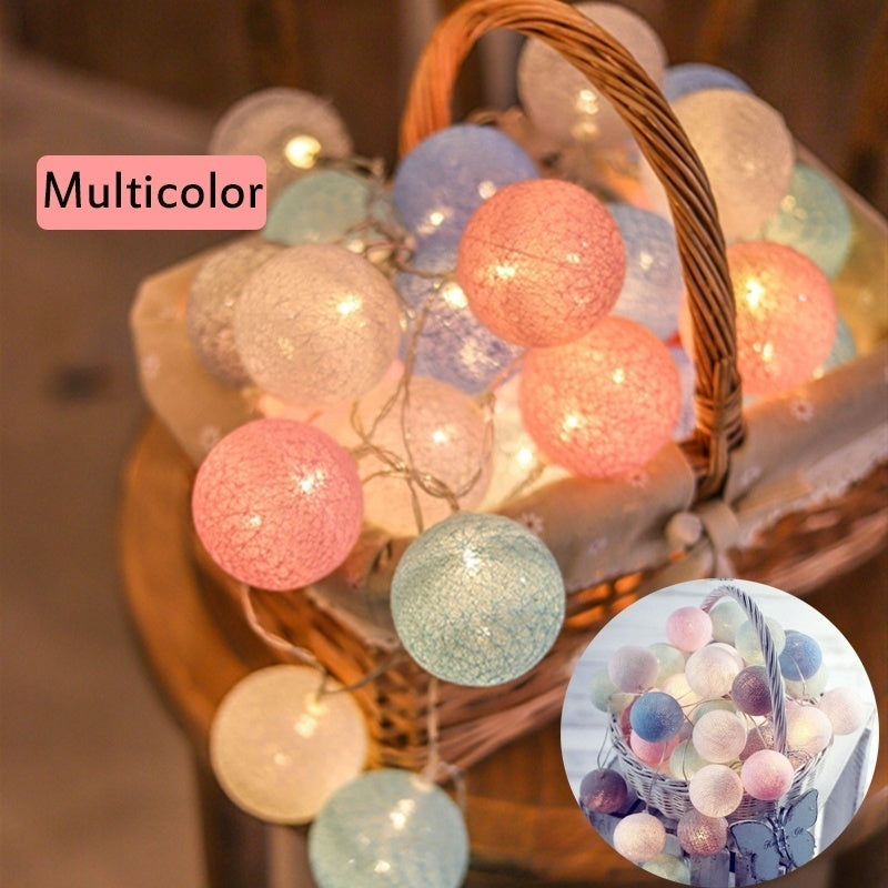 20 LED Cotton Ball Garland String Christmas Lights