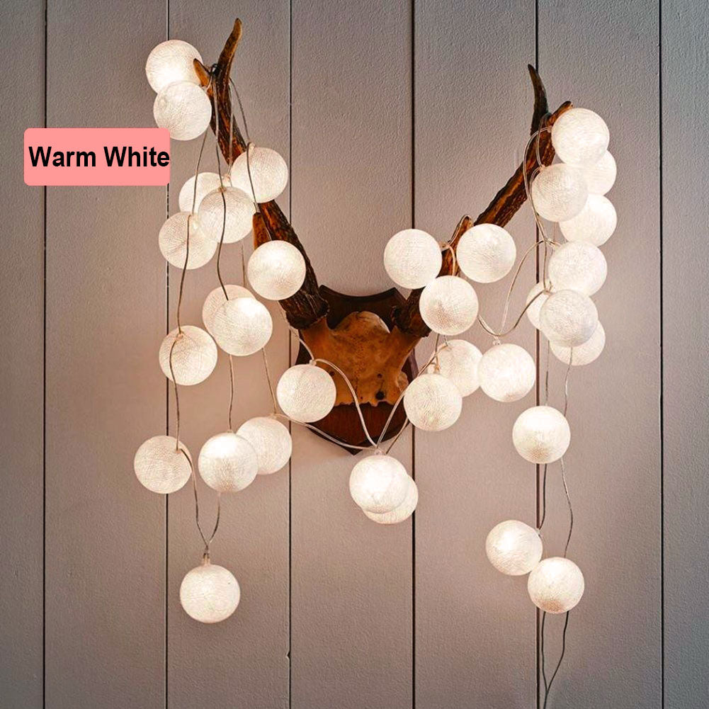 20 LED Cotton Ball Garland String Christmas Lights