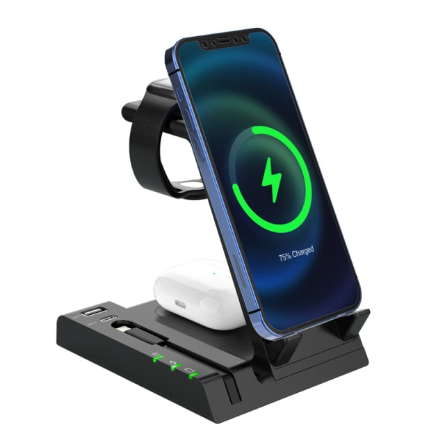 Wireless Charger 6 in 1 Of 15W Fast Charge Station