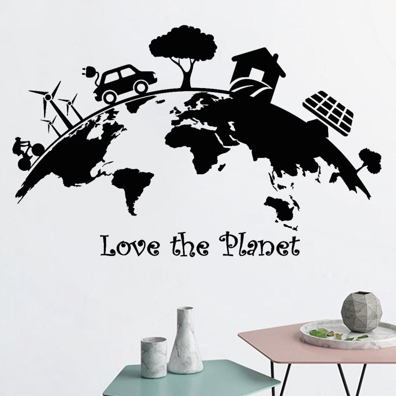 Earth Wall Sticker Love Planet Decal Solar Home Decor